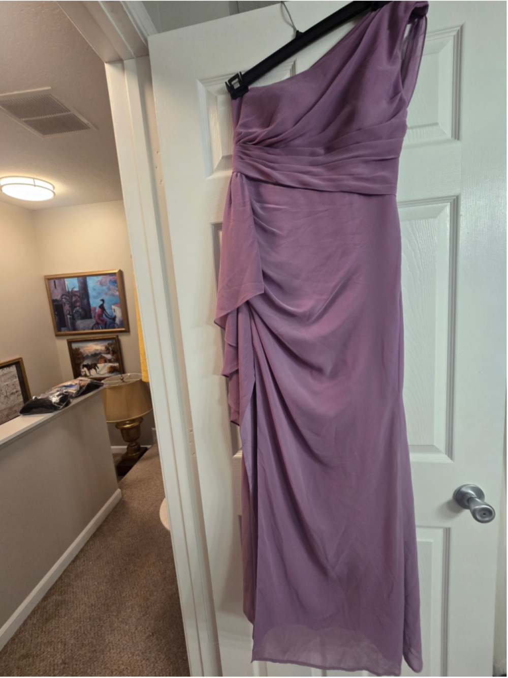 Azazie Women's Unbranded One-Shoulder Ruffled Maxi Dress Purple Size 8
